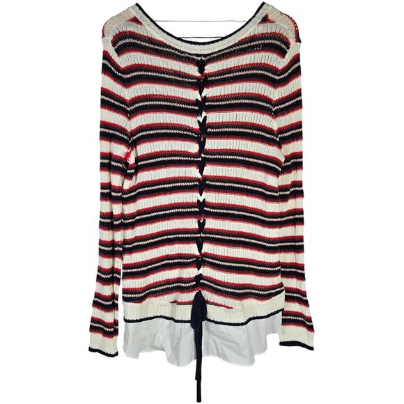 Democracy Striped Long‎ Sleeve Layered Look Sweater XL NWT - Picture 2 of 9